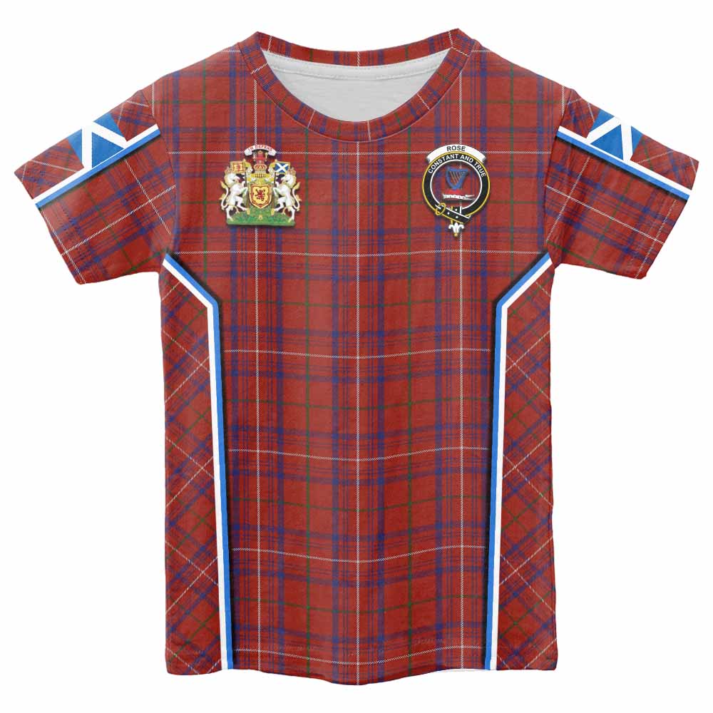 Rose Tartan Crest Kid T-shirt Scotland Coat of Arm Flag Style - Tartan Vibes Clothing