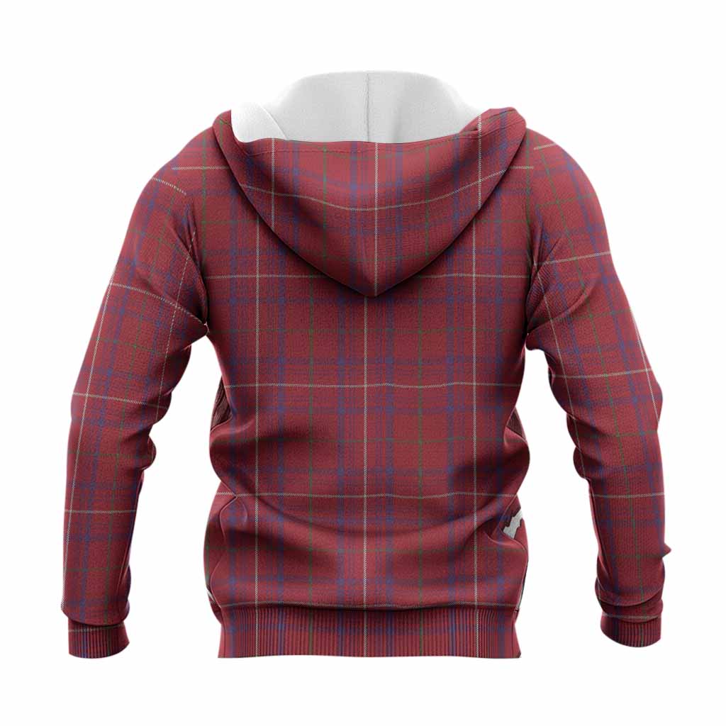 Rose Tartan Crest Knitted Hoodie Ferocious Lion Style