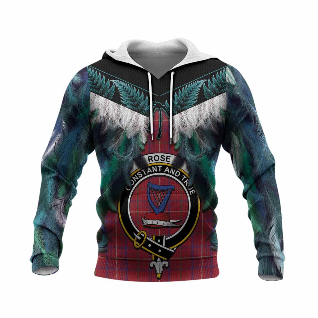 Rose Tartan Crest Knitted Hoodie New Zealand Maori Korowai Cloak