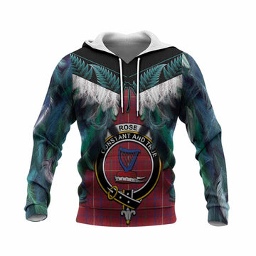 Rose Tartan Crest Knitted Hoodie New Zealand Maori Korowai Cloak