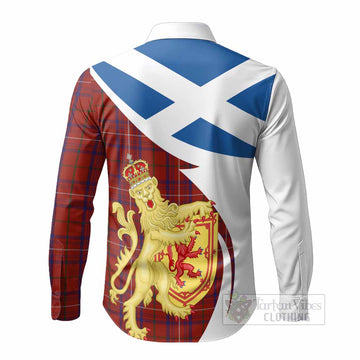 Rose Tartan Crest Lion Rampant Long Sleeve Button Shirts Classic Scottish Style
