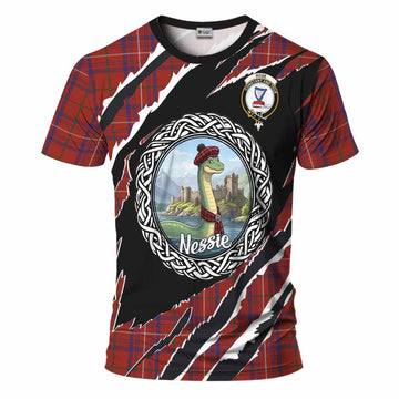 Rose Tartan Crest Loch Ness Monster T-Shirt Celtic Knot Nessie Art