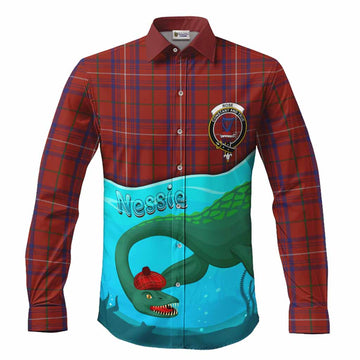 Rose Tartan Crest Long Sleeve Button Shirts Nessie Under Water