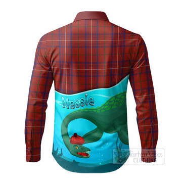 Rose Tartan Crest Long Sleeve Button Shirts Nessie Under Water