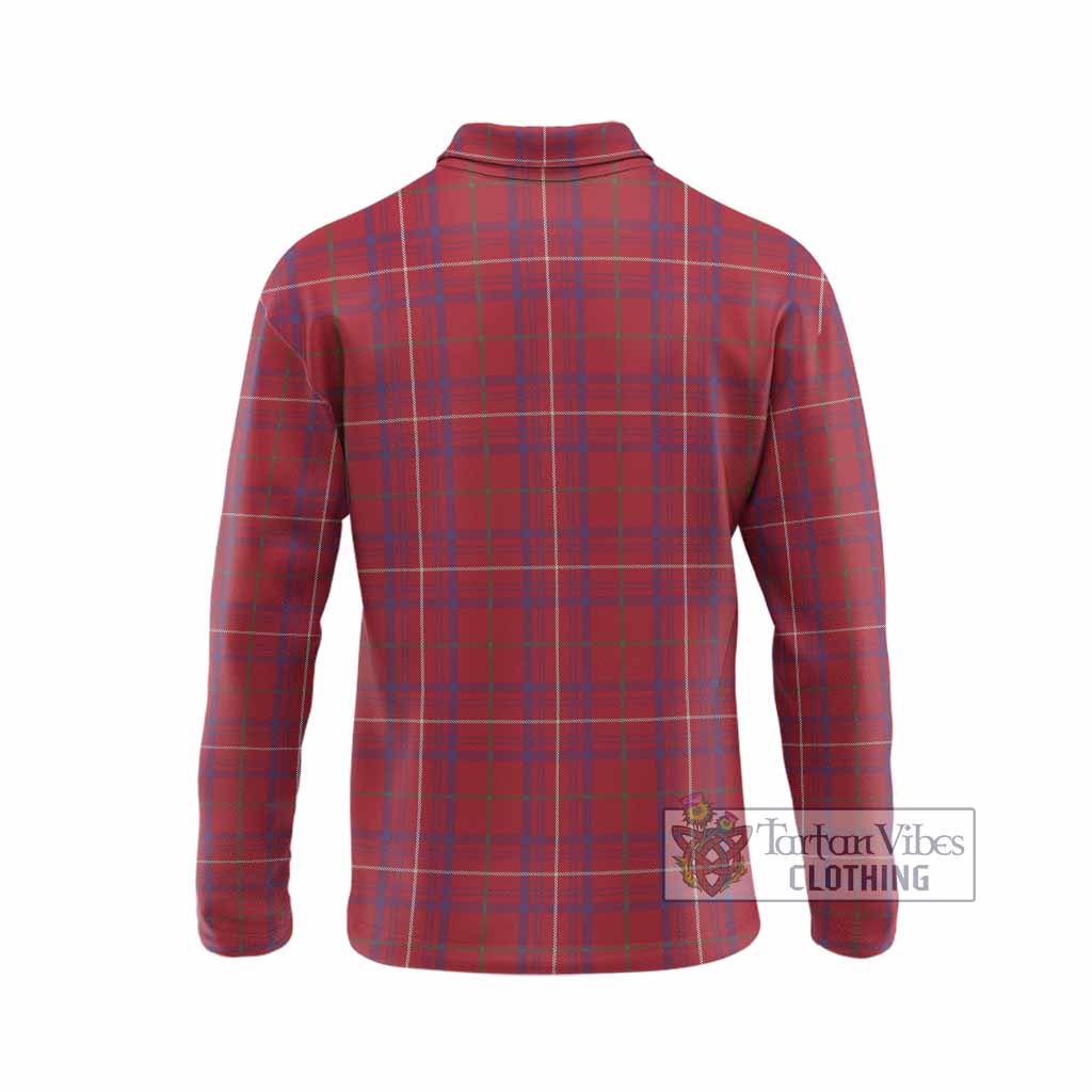 Rose Tartan Crest Long Sleeve Polo Shirt Ferocious Lion Style