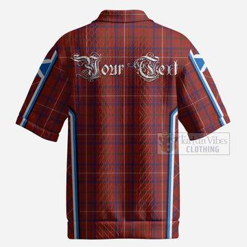 Rose Tartan Crest Men’s Polo Sweater Top Scotland Coat of Arm Flag Style