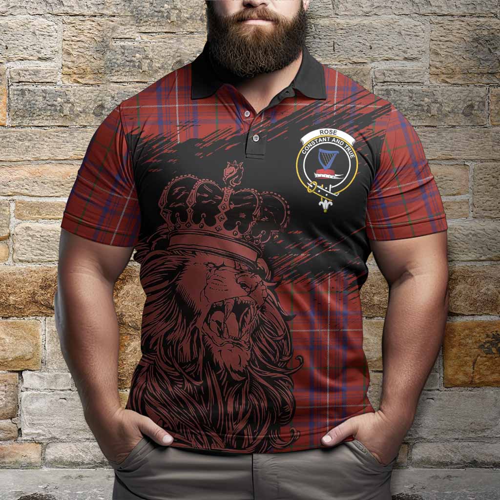 Rose Tartan Crest Polo Shirt Crowned Lion Heritage Style