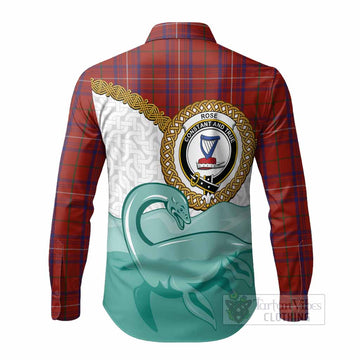 Rose Tartan Crest Scottish Loch Ness Monster Long Sleeve Button Shirts Happy Ness Scotland Celtic Knot