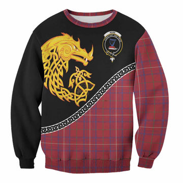 Rose Tartan Crest Sweatshirt Legendary Dragon Knot Half Style