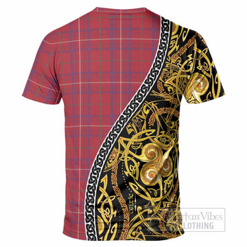 Rose Tartan Crest T-Shirt Celtic Knot and Triple Trickle Spiral Symbols