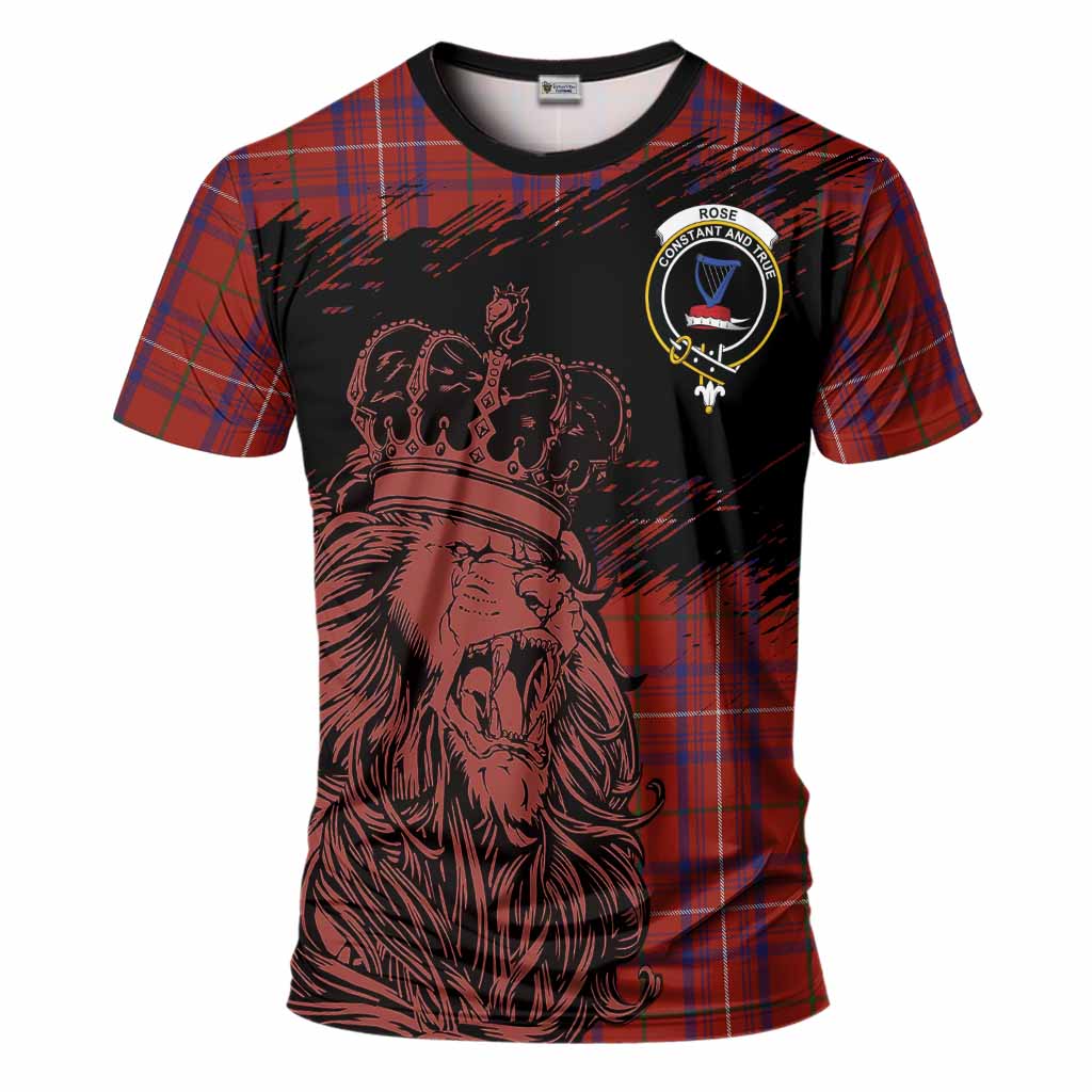 Rose Tartan Crest T-Shirt Crowned Lion Heritage Style