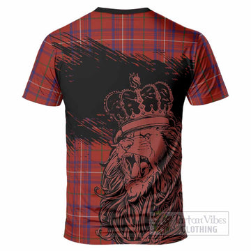 Rose Tartan Crest T-Shirt Crowned Lion Heritage Style