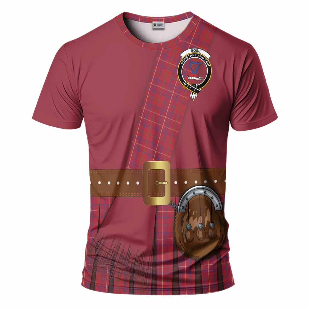 Rose Tartan Crest T-Shirt Kilt Costume Style