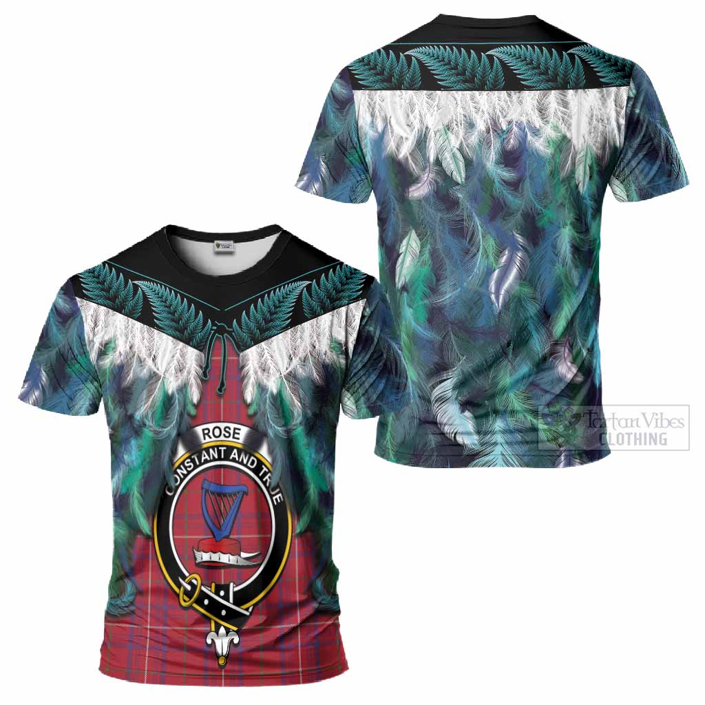 Rose Tartan Crest T-Shirt New Zealand Maori Korowai Cloak