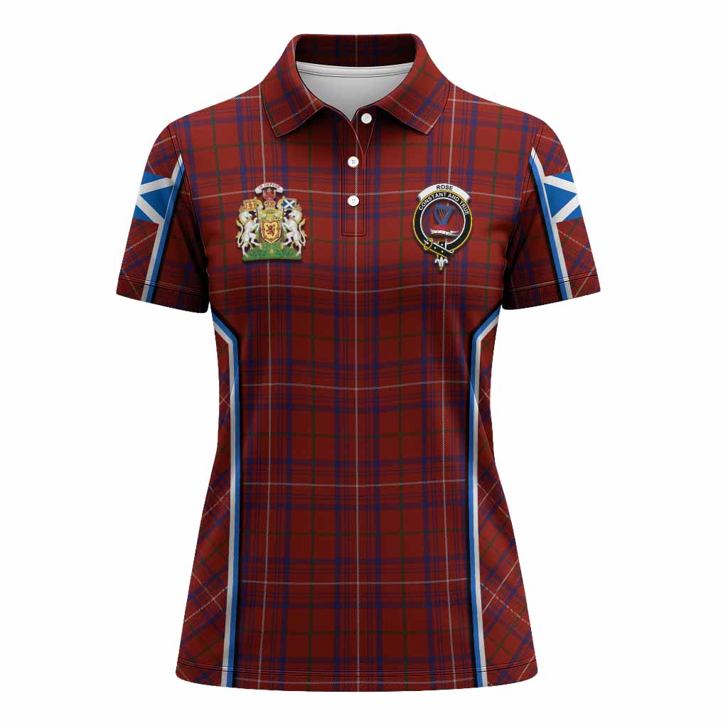 Rose Tartan Crest Women's Polo Shirt Scotland Coat of Arm Flag Style - Tartan Vibes Clothing