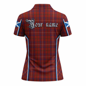 Rose Tartan Crest Women's Polo Shirt Scotland Coat of Arm Flag Style