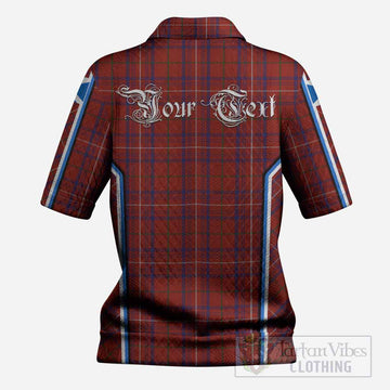 Rose Tartan Crest Women’s Polo Sweater Top Scotland Coat of Arm Flag Style