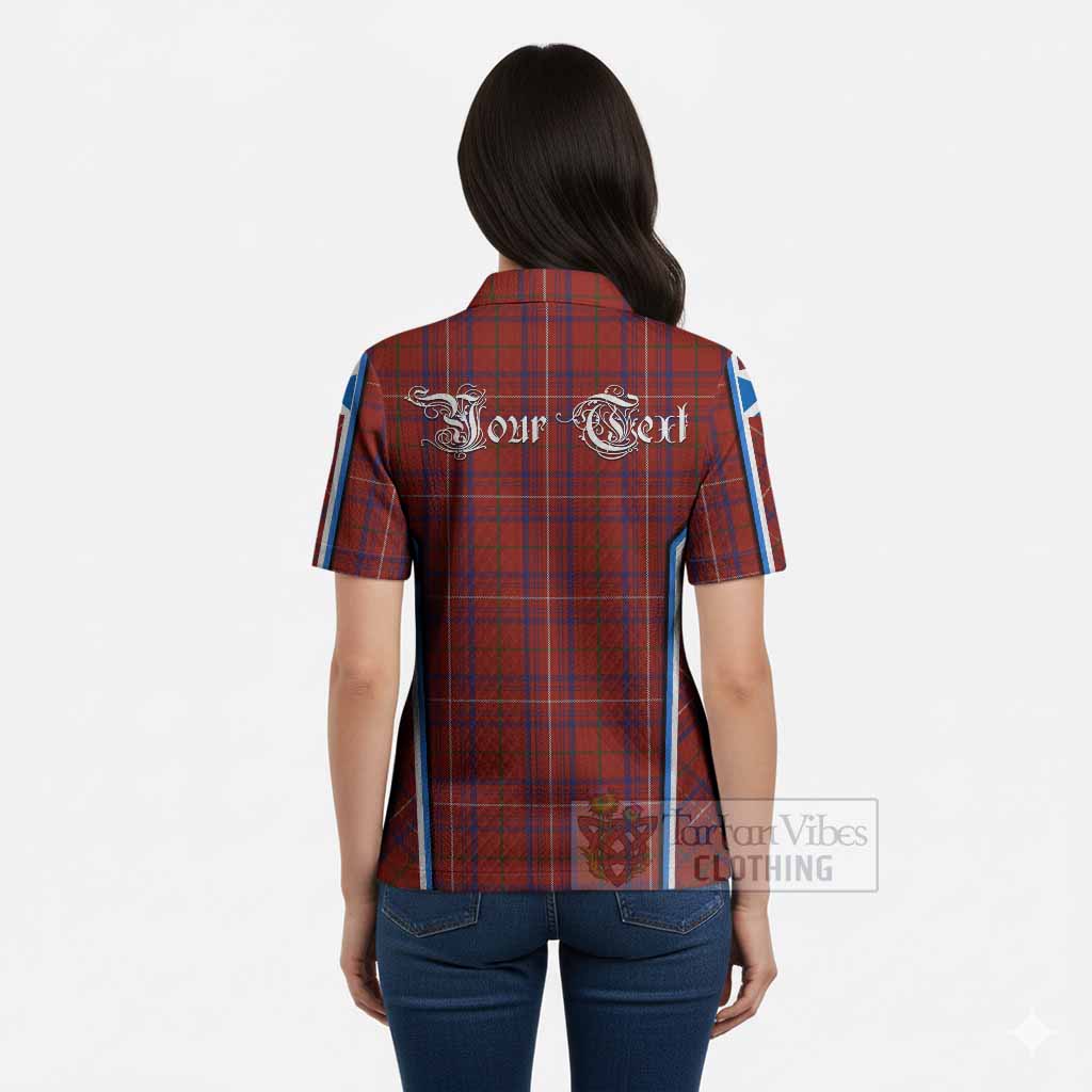 Rose Tartan Crest Women’s Polo Sweater Top Scotland Coat of Arm Flag Style