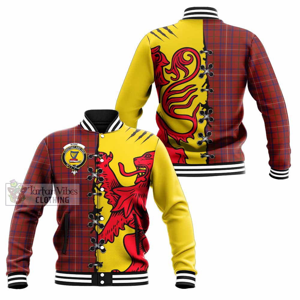 Rose Tartan Family Crest Baseball Jacket Lion Rampant Honor - Tartan Vibes Clothing