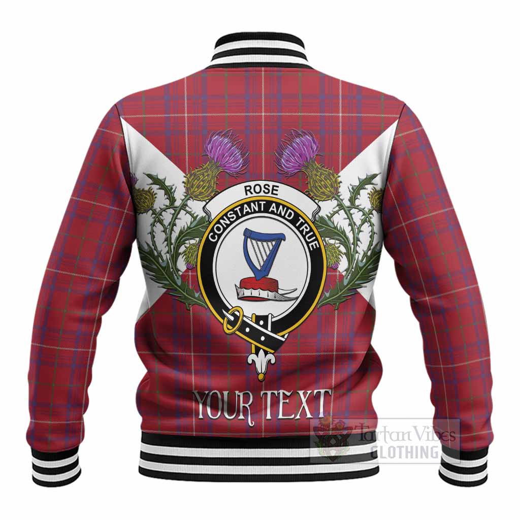 Rose Tartan Family Crest Baseball Jacket Scottish Burns Night Thistle Floral