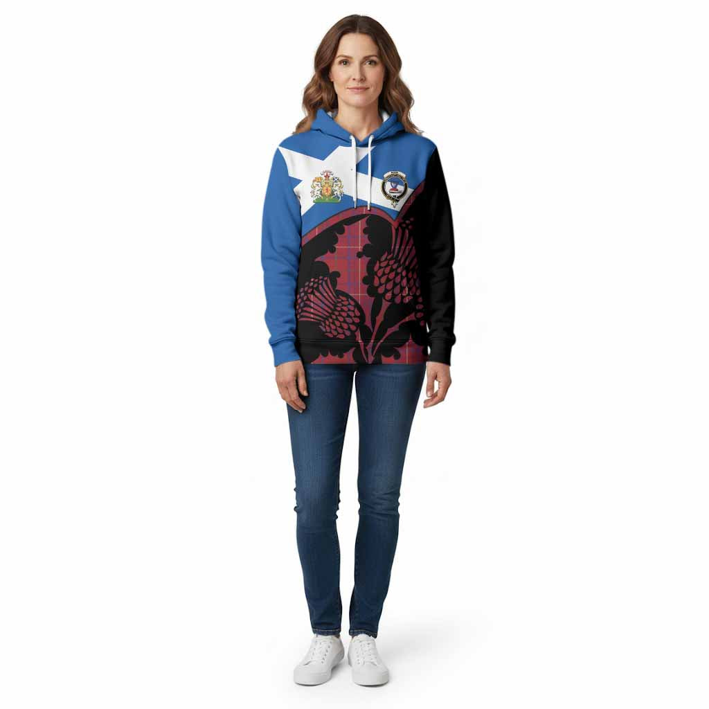 Rose Tartan Family Crest Cotton Hoodie Scotland Thistle Floral Flag Style