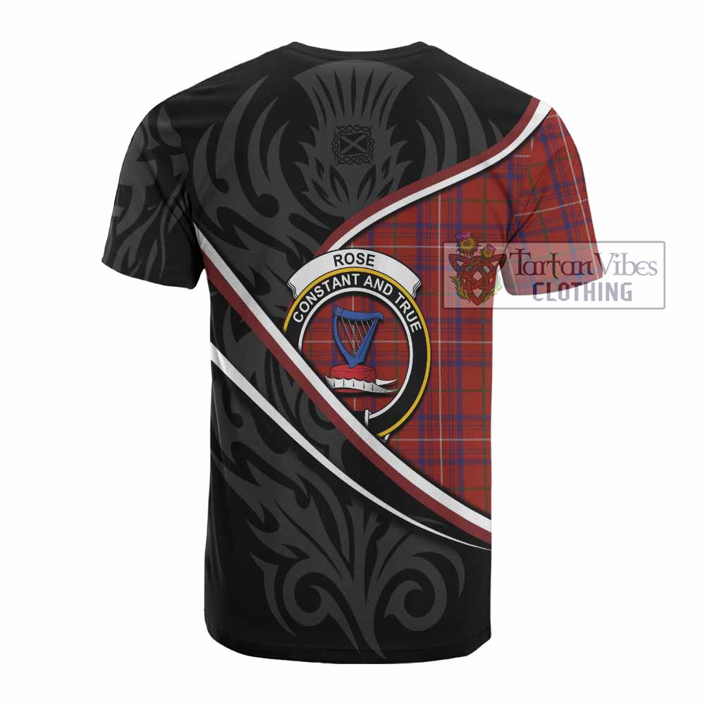 Rose Tartan Family Crest Cotton T-shirt Celtic Scottish Thistle Floral - Tartan Vibes Clothing