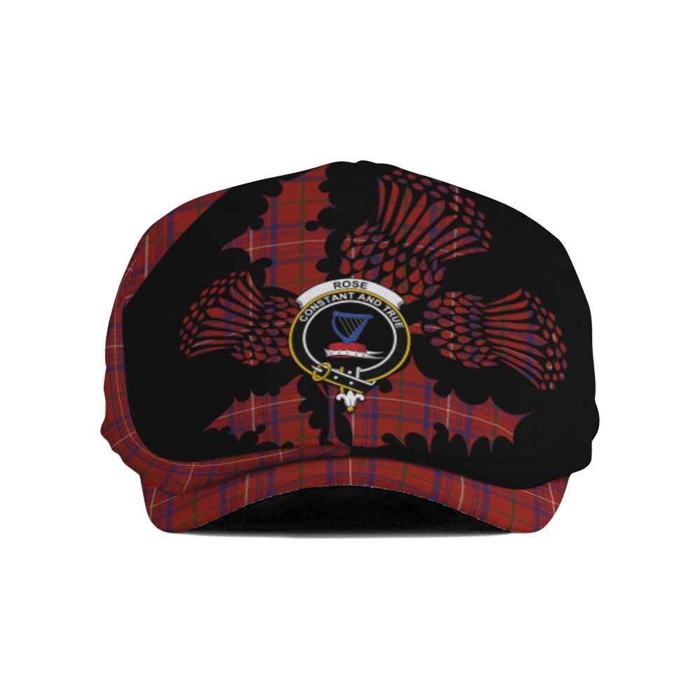 Rose Tartan Family Crest Flat Cap, Jeff Cap Scotland Thistle Floral