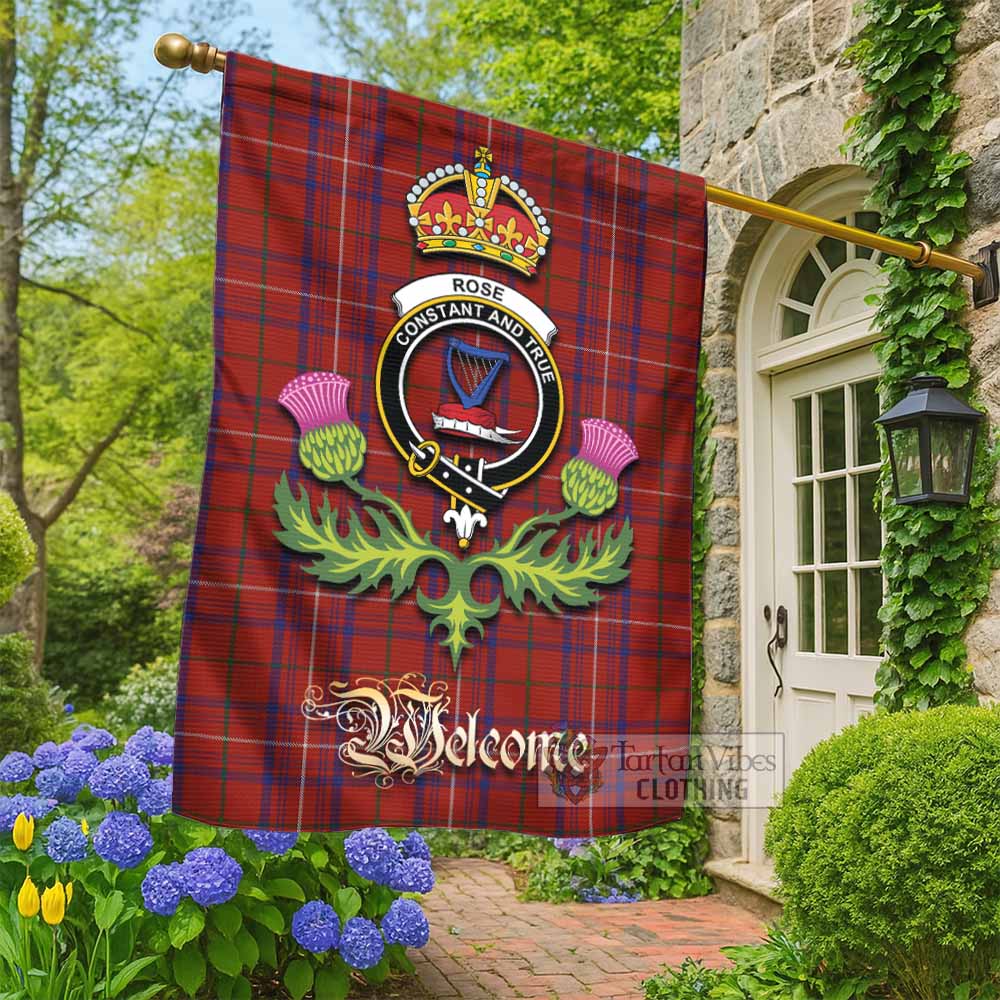 Rose Tartan Family Crest Garden Flag Royal Thistle Welcome Style - Tartan Vibes Clothing