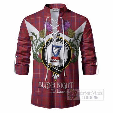 Rose Tartan Family Crest Ghillie Shirt Scottish Burns Night Thistle Floral