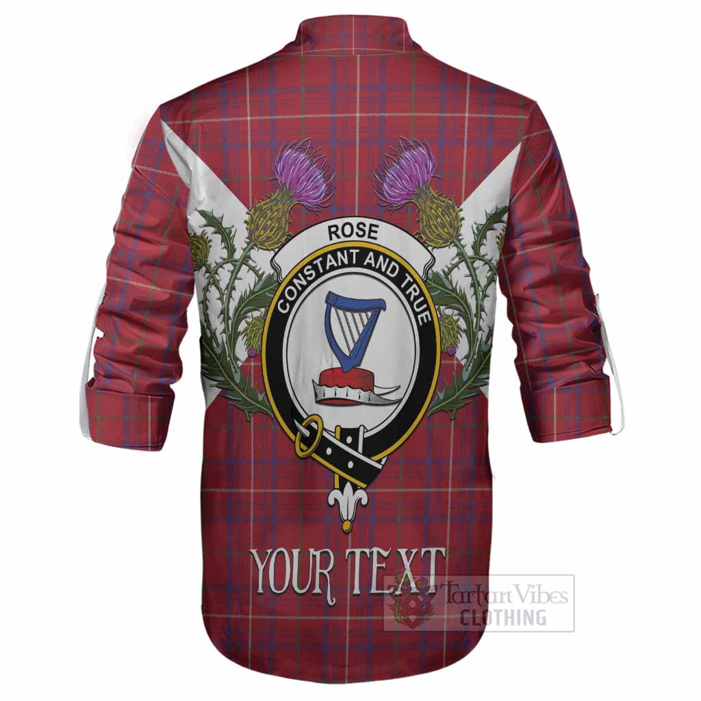 Rose Tartan Family Crest Ghillie Shirt Scottish Burns Night Thistle Floral