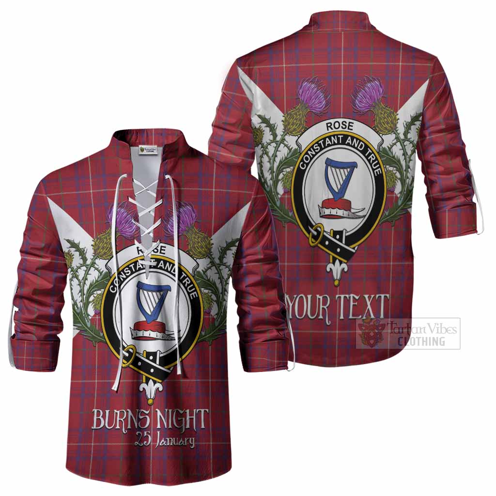 Rose Tartan Family Crest Ghillie Shirt Scottish Burns Night Thistle Floral