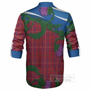 Rose Tartan Family Crest Ghillie Shirt Thistle in Minimalism