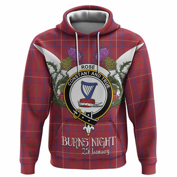Rose Tartan Family Crest Hoodie Scottish Burns Night Thistle Floral