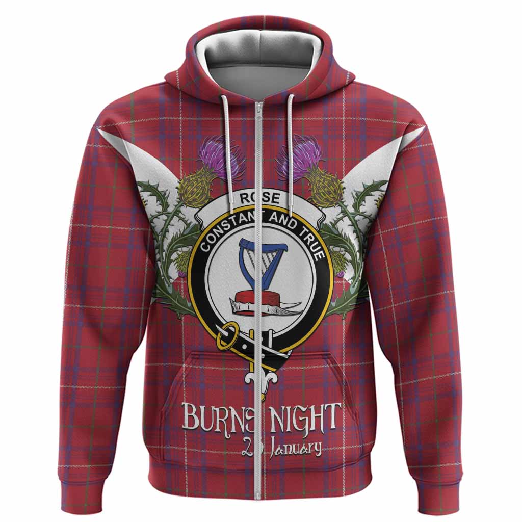 Rose Tartan Family Crest Hoodie Scottish Burns Night Thistle Floral