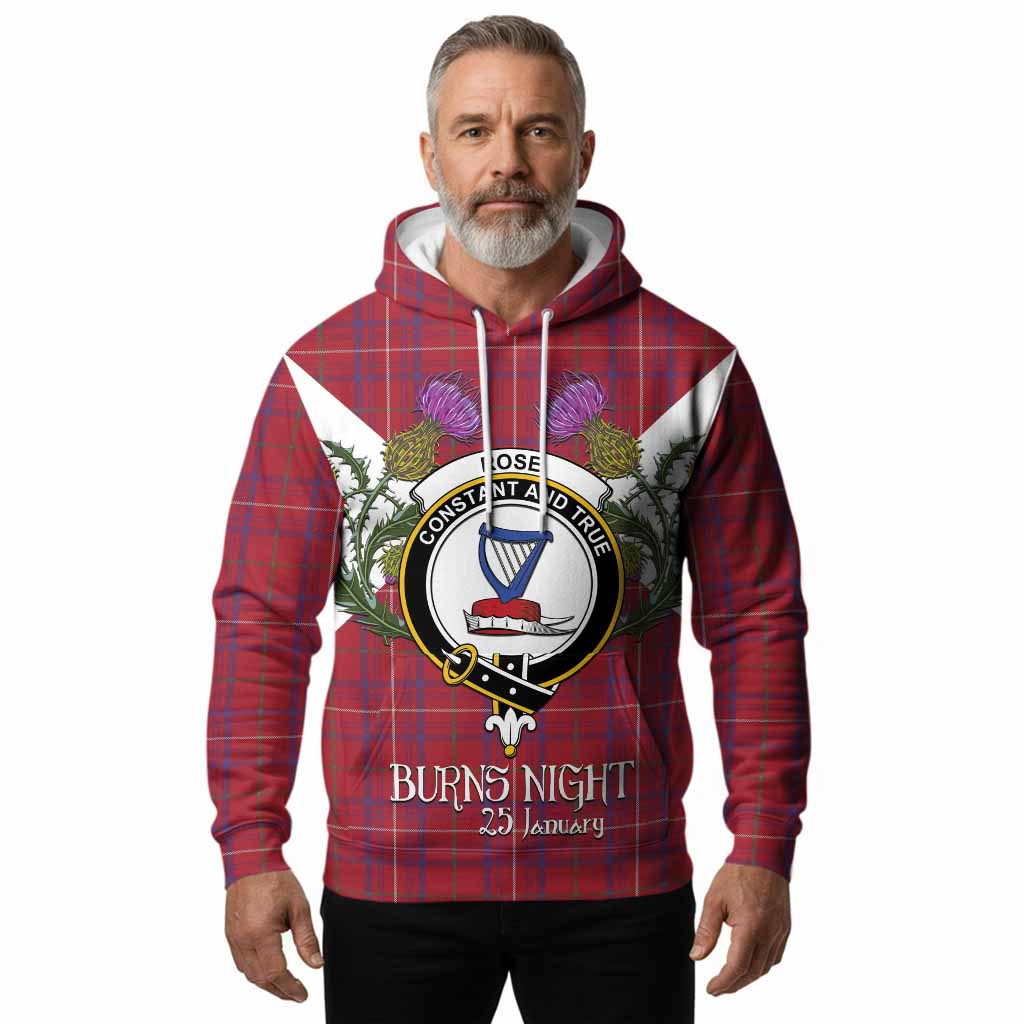 Rose Tartan Family Crest Hoodie Scottish Burns Night Thistle Floral