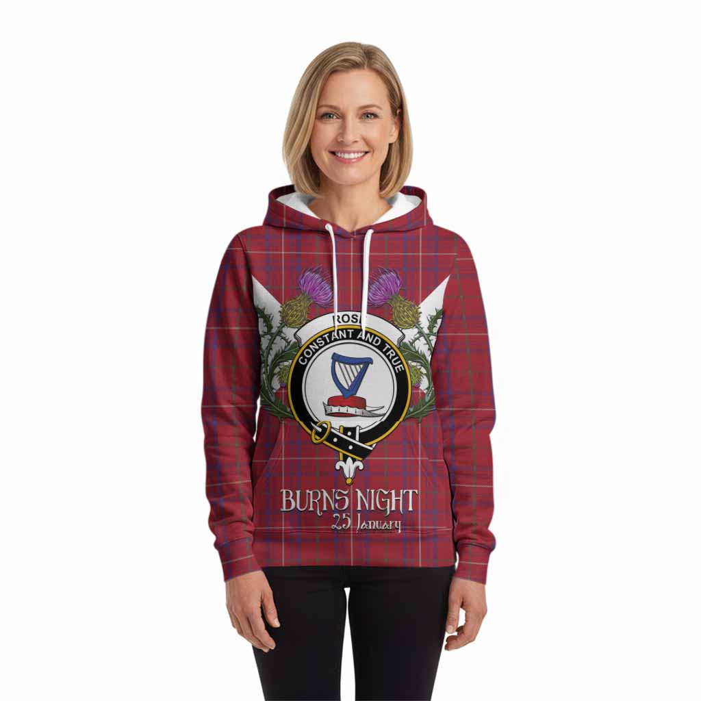 Rose Tartan Family Crest Hoodie Scottish Burns Night Thistle Floral