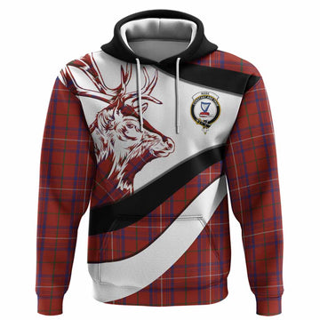 Rose Tartan Family Crest Hoodie Scottish Red Deer Curves Style