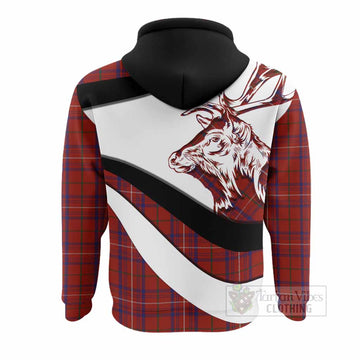 Rose Tartan Family Crest Hoodie Scottish Red Deer Curves Style