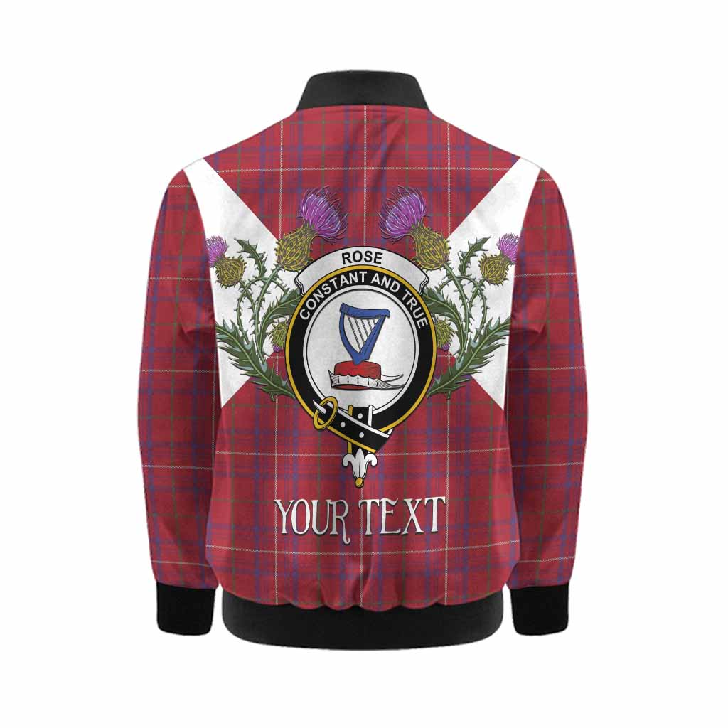 Rose Tartan Family Crest Kid Bomber Jacket Scottish Burns Night Thistle Floral