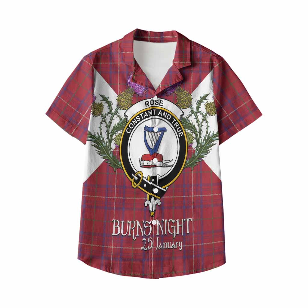 Rose Tartan Family Crest Kid Hawaiian Shirt Scottish Burns Night Thistle Floral