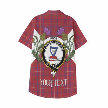 Rose Tartan Family Crest Kid Hawaiian Shirt Scottish Burns Night Thistle Floral