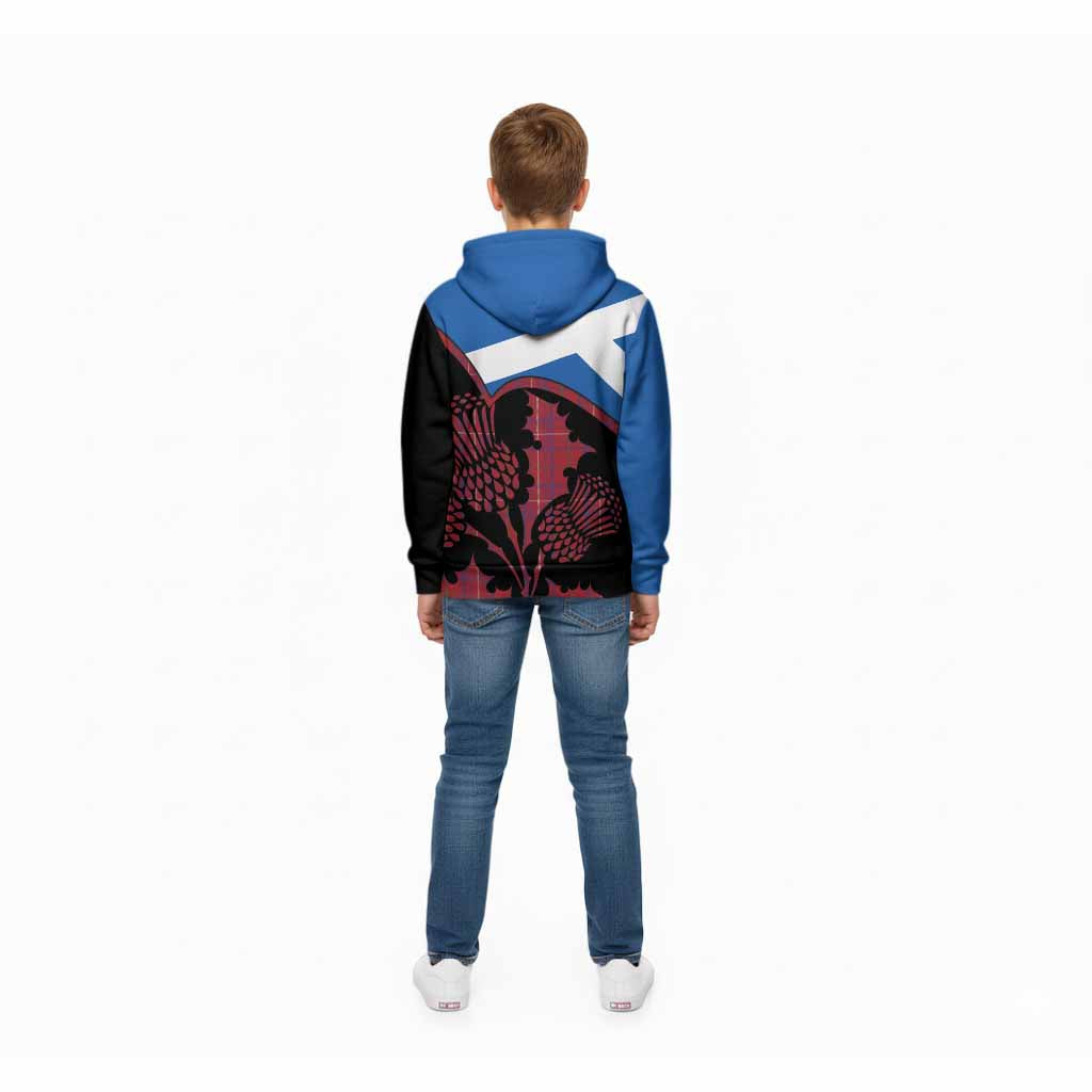Rose Tartan Family Crest Kid Hoodie Scotland Thistle Floral Flag Style