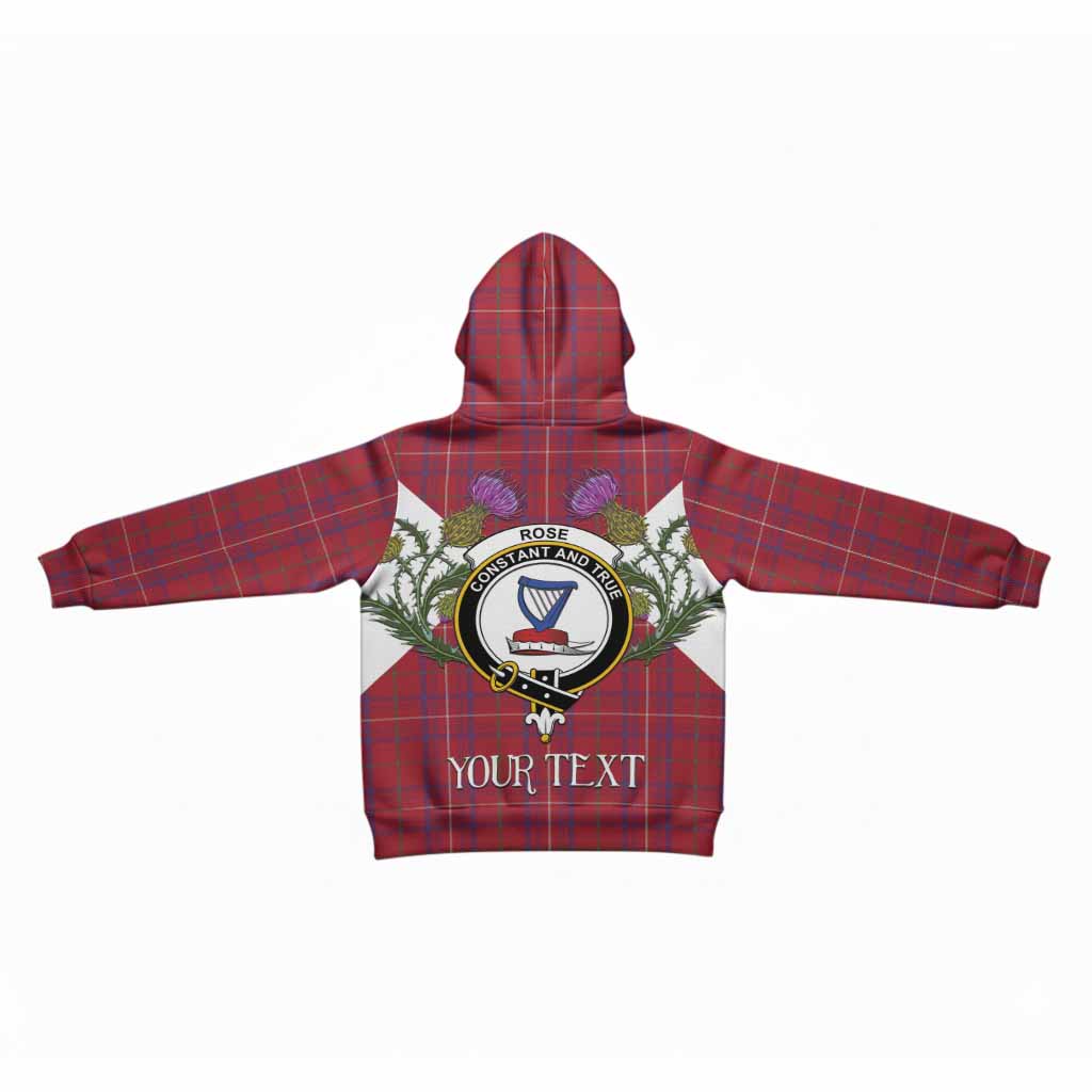 Rose Tartan Family Crest Kid Hoodie Scottish Burns Night Thistle Floral