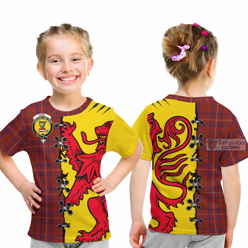 Rose Tartan Family Crest Kid T-shirt Lion Rampant Honor - Tartan Vibes Clothing