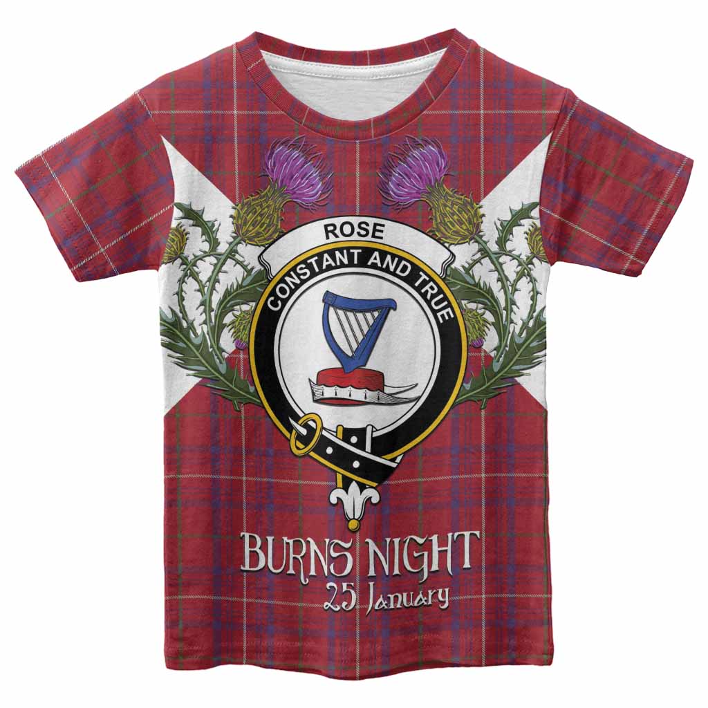 Rose Tartan Family Crest Kid T-shirt Scottish Burns Night Thistle Floral