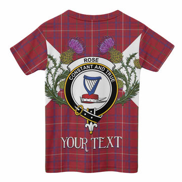 Rose Tartan Family Crest Kid T-shirt Scottish Burns Night Thistle Floral