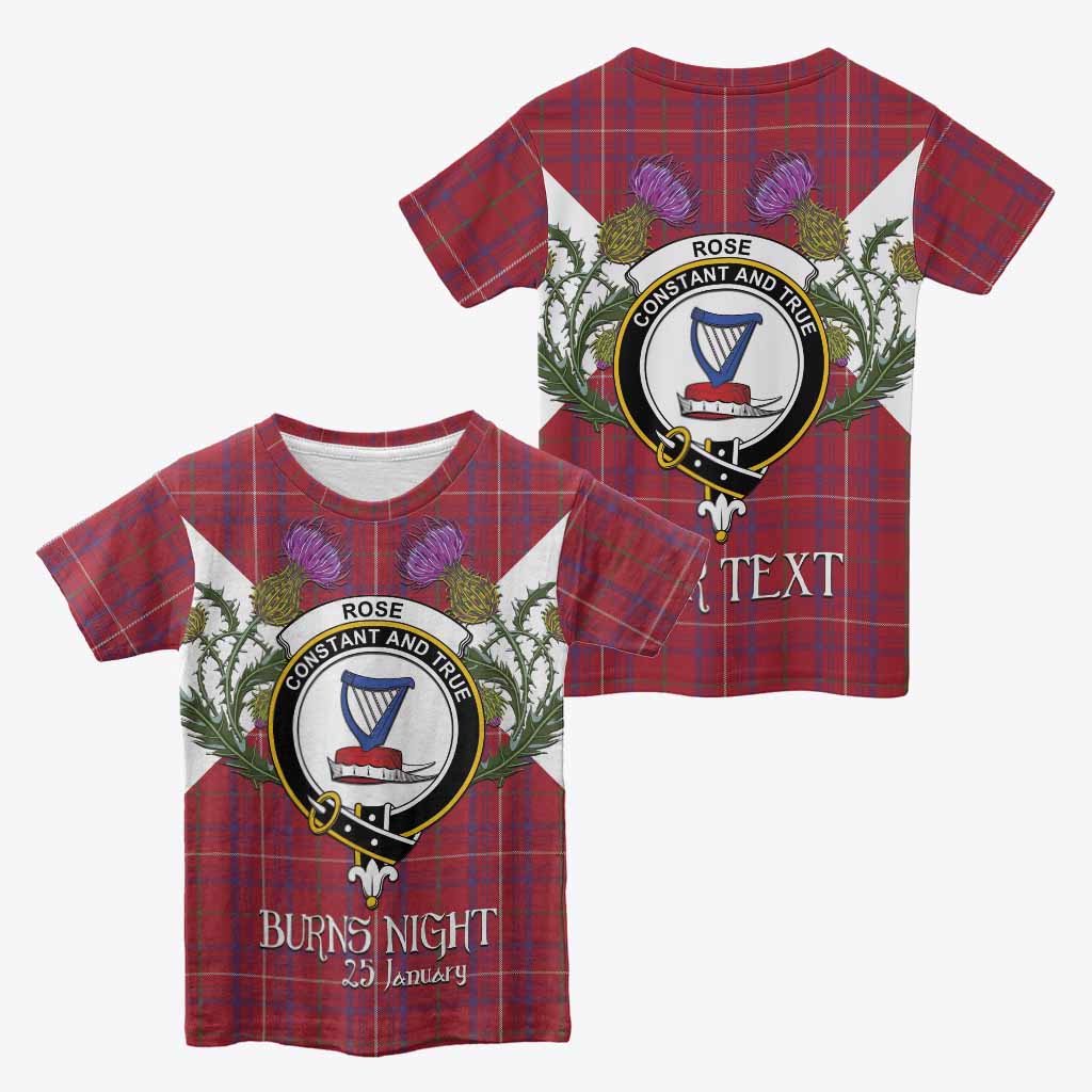 Rose Tartan Family Crest Kid T-shirt Scottish Burns Night Thistle Floral