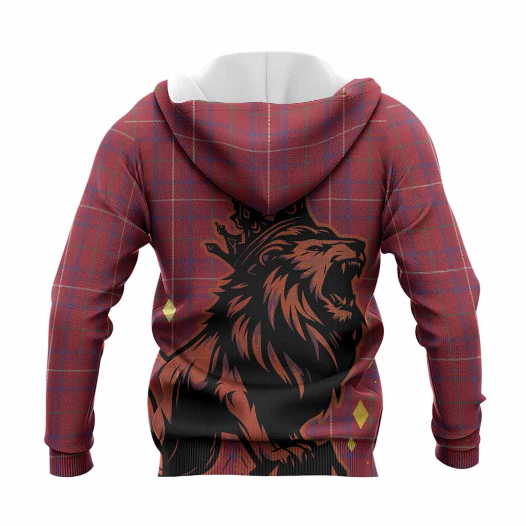 Rose Tartan Family Crest Knitted Hoodie Crowned Lion Roaring