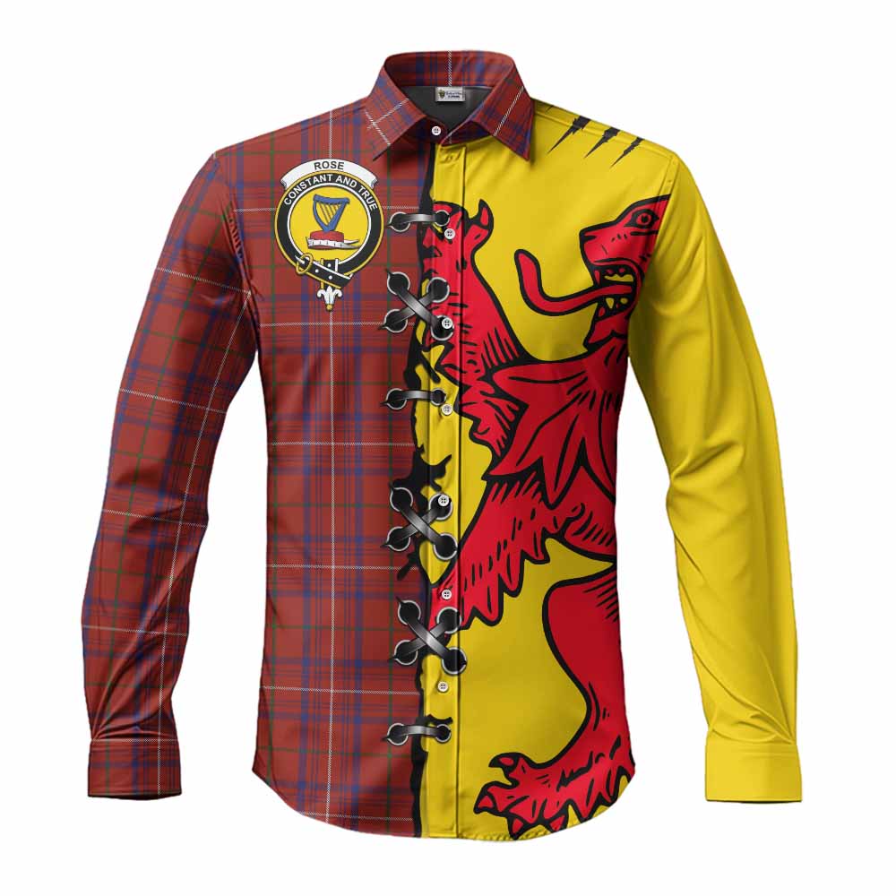 Rose Tartan Family Crest Long Sleeve Button Shirts Lion Rampant Honor - Tartan Vibes Clothing