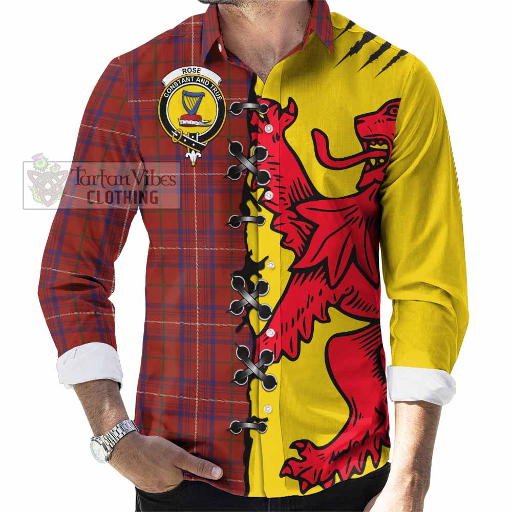 Rose Tartan Family Crest Long Sleeve Button Shirts Lion Rampant Honor - Tartan Vibes Clothing